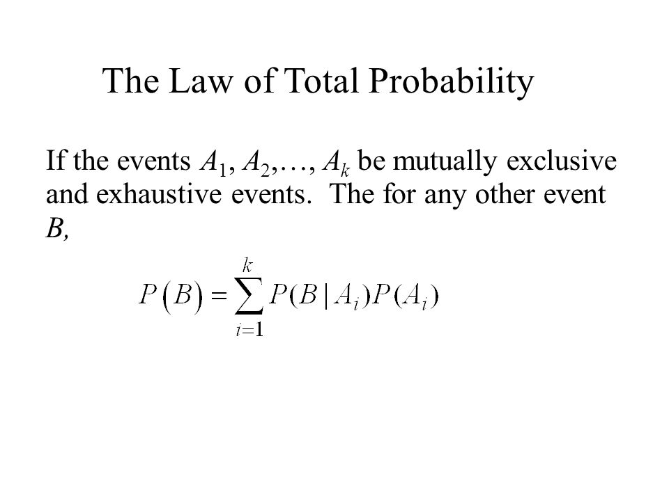 If the events A 1, A 2,…, A k be mutually exclusive and exhaustive events.