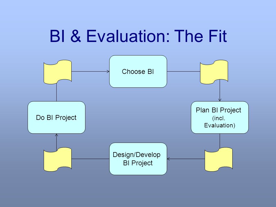 BI & Evaluation: The Fit Choose BI Plan BI Project (incl.
