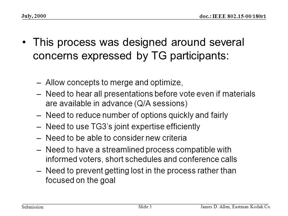 doc.: IEEE /180r1 Submission July, 2000 Slide 3James D.