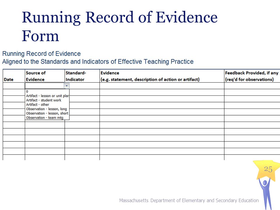 Running Record of Evidence Form 25 Massachusetts Department of Elementary and Secondary Education