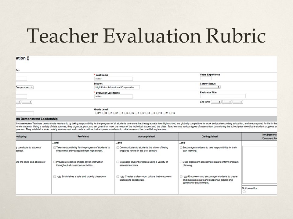 Teacher Evaluation Rubric