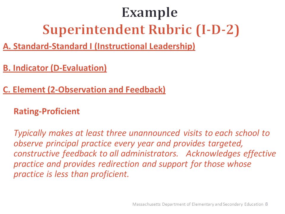8 A. Standard-Standard I (Instructional Leadership) B.