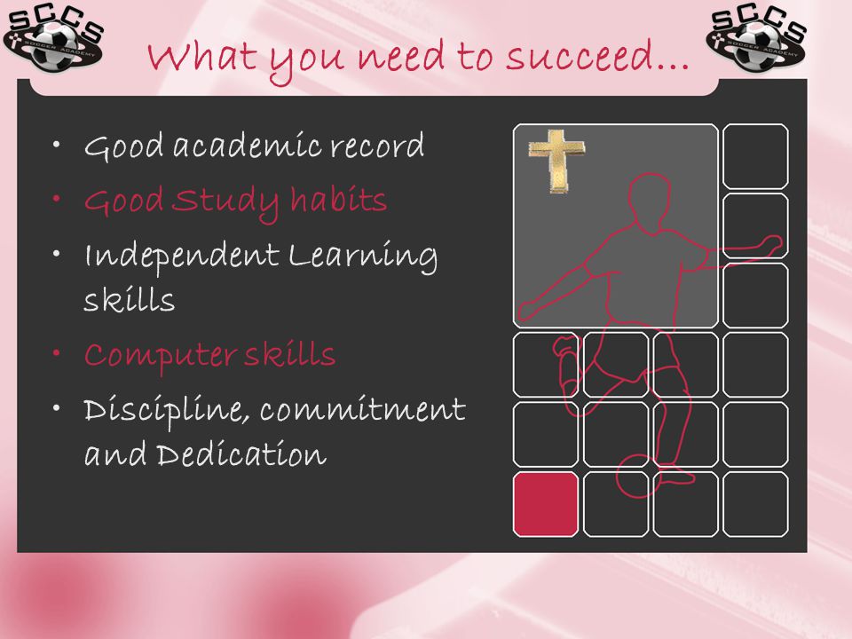 What you need to succeed… Good academic record Good Study habits Independent Learning skills Computer skills Discipline, commitment and Dedication