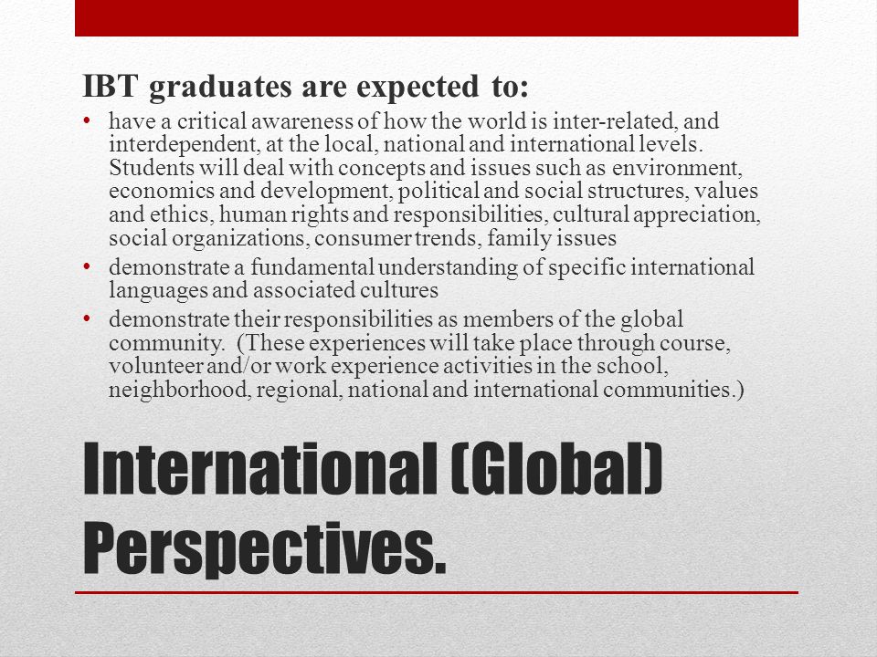 International (Global) Perspectives.