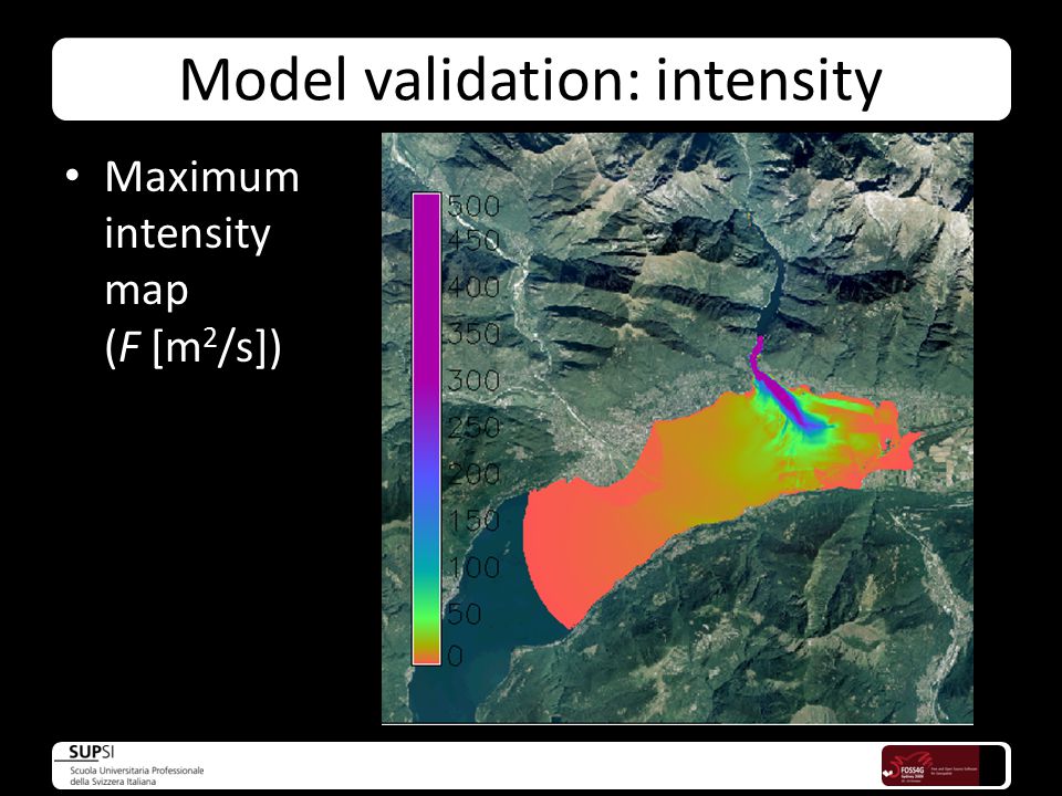 Model validation: intensity Maximum intensity map (F [m 2 /s])