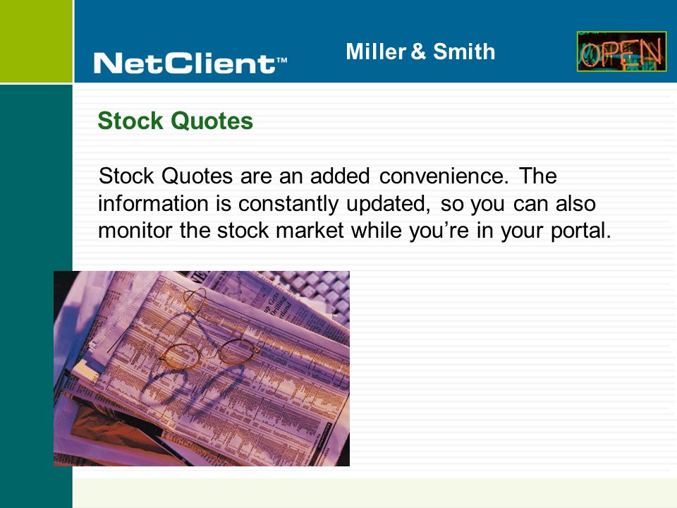 Miller & Smith Stock Quotes Stock Quotes are an added convenience.