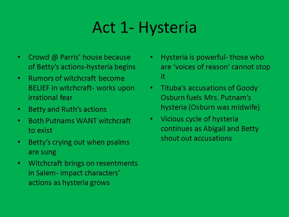 how does hysteria apply to the crucible