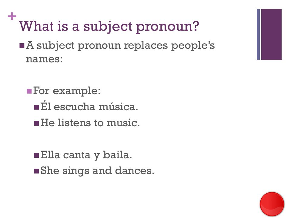 + What is a subject pronoun.