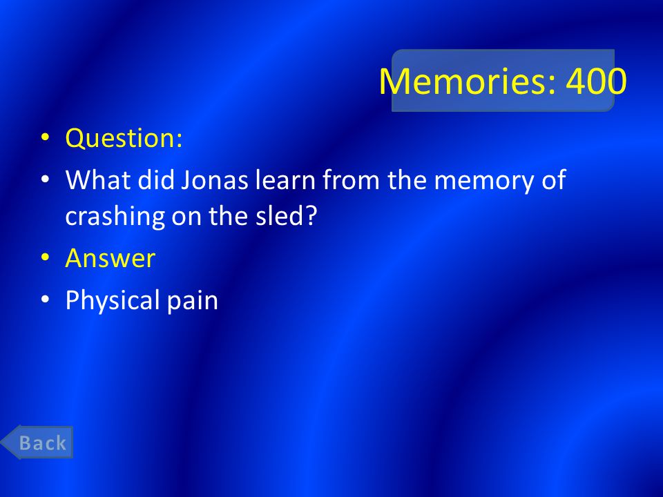 Memories: 400 Question: What did Jonas learn from the memory of crashing on the sled.