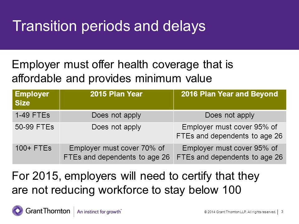 Transition periods and delays © 2014 Grant Thornton LLP.