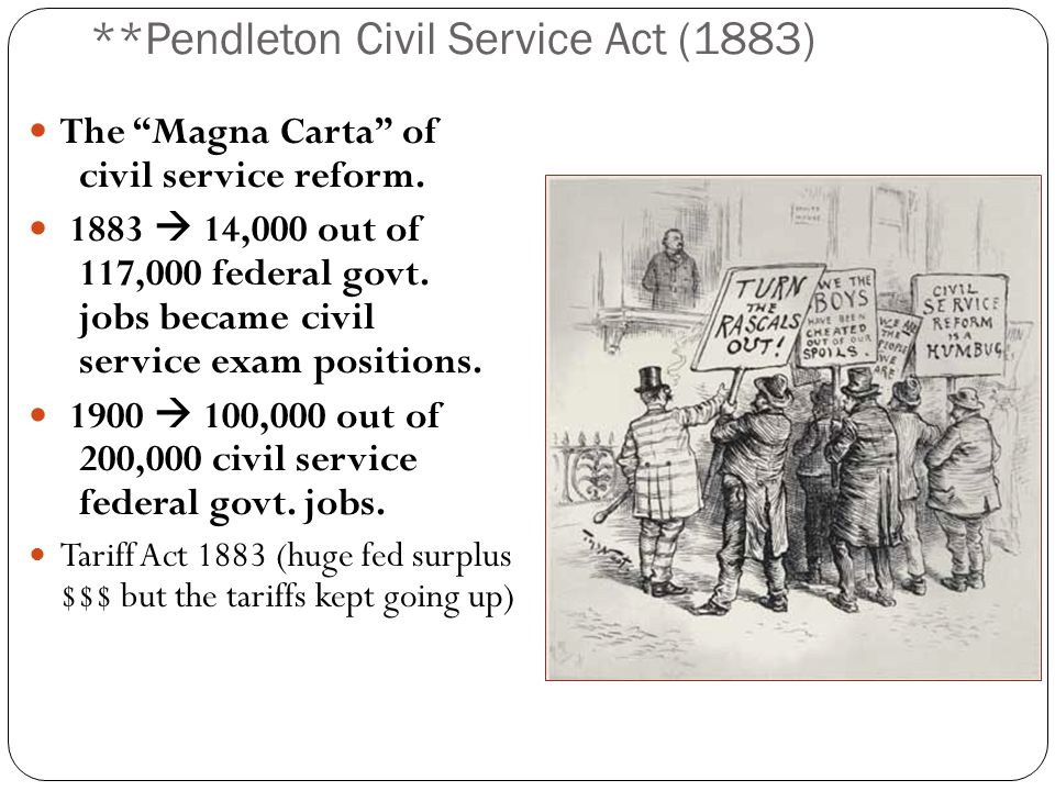 **Pendleton Civil Service Act (1883) The Magna Carta of civil service reform.