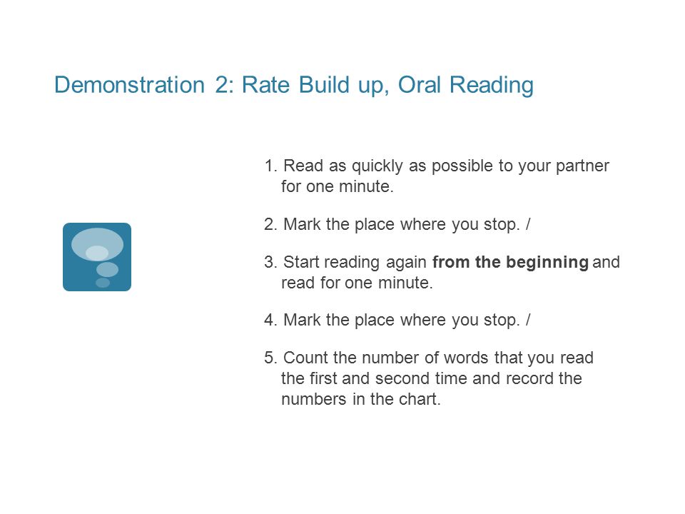 Demonstration 2: Rate Build up, Oral Reading 1.
