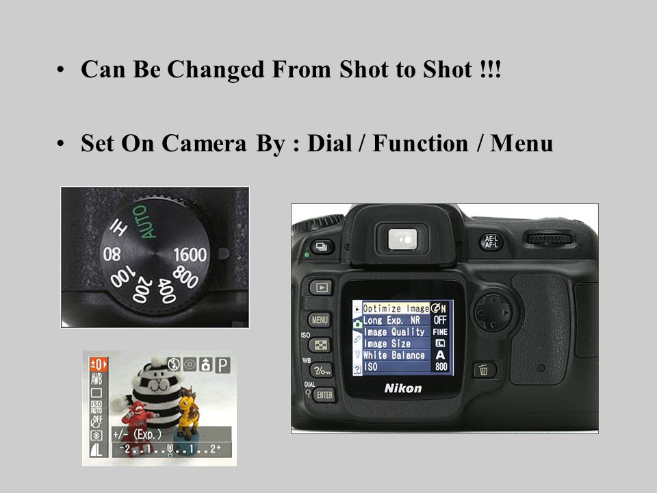 Can Be Changed From Shot to Shot !!! Set On Camera By : Dial / Function / Menu