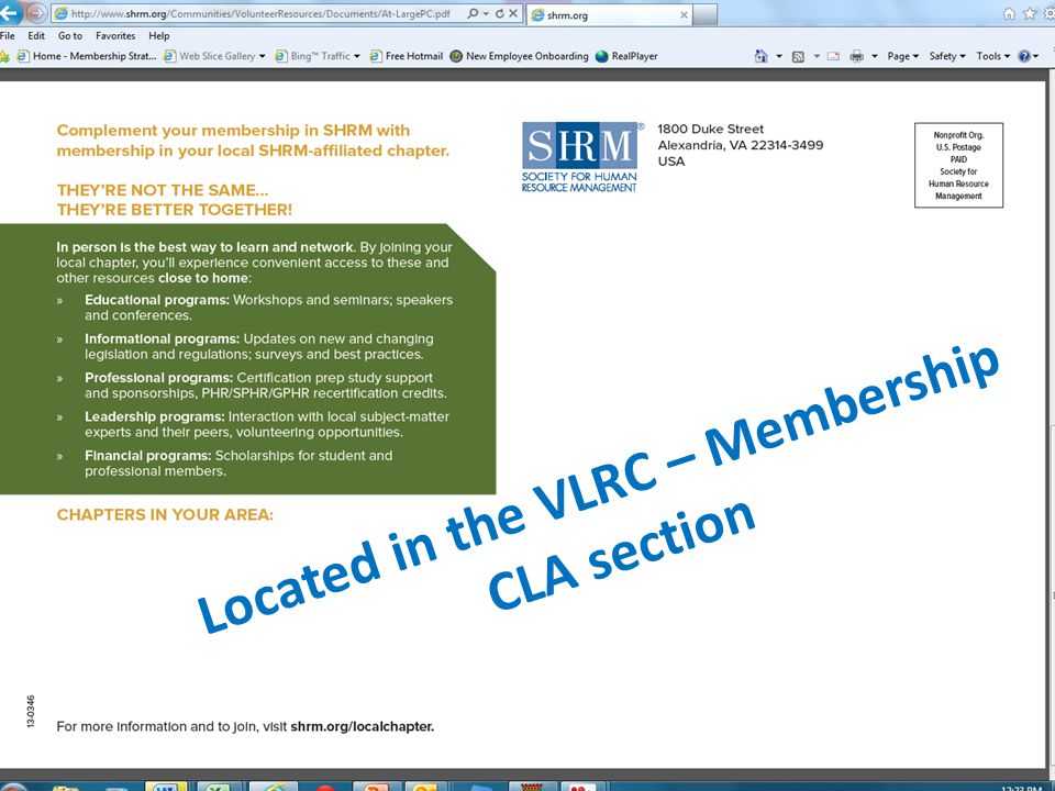 5 Located in the VLRC – Membership CLA section