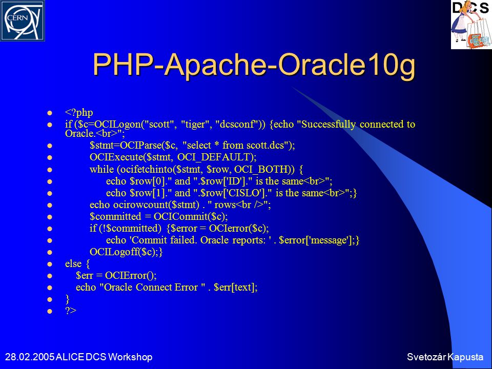 Setting Up Of An Oracle Database For Testing Purposes Quick Guideline For Alice Detectors Ppt Download