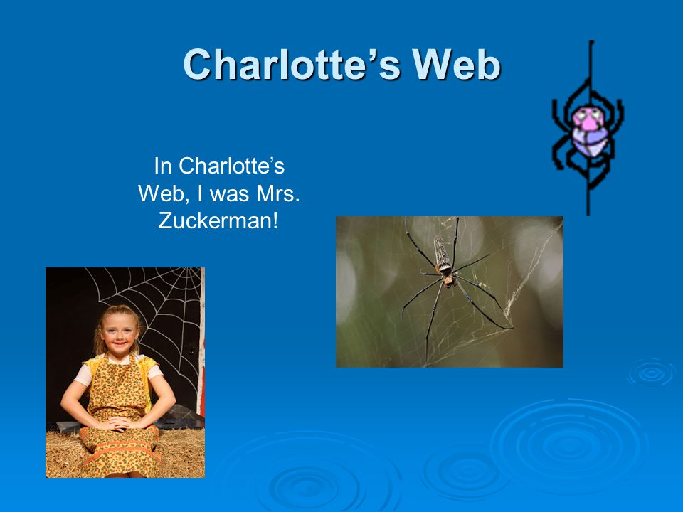Charlotte’s Web In Charlotte’s Web, I was Mrs. Zuckerman!