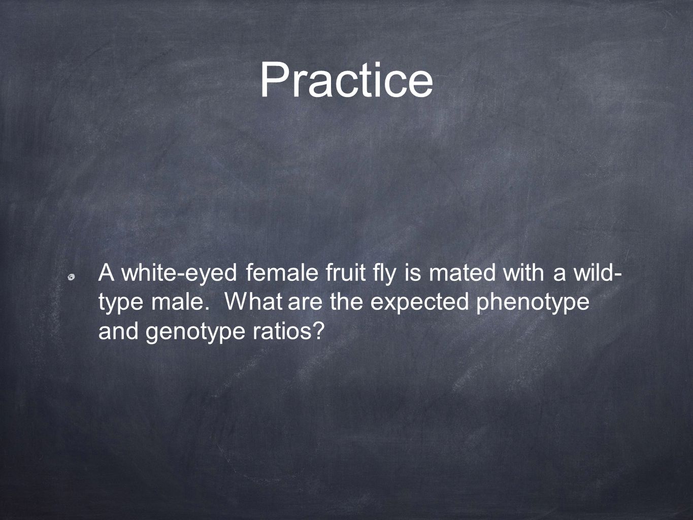 Practice A white-eyed female fruit fly is mated with a wild- type male.