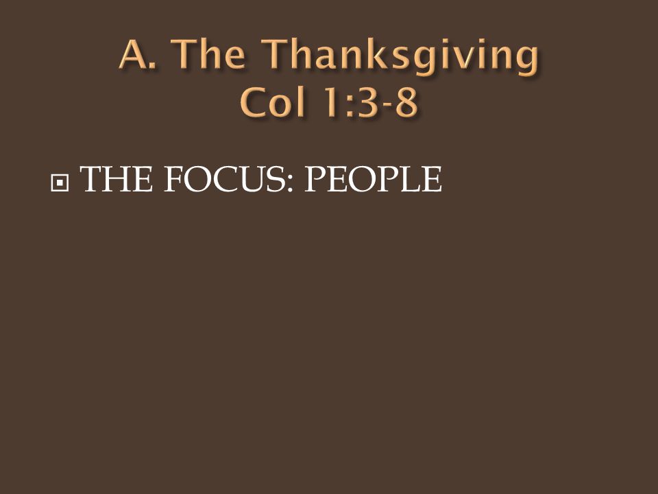  THE FOCUS: PEOPLE