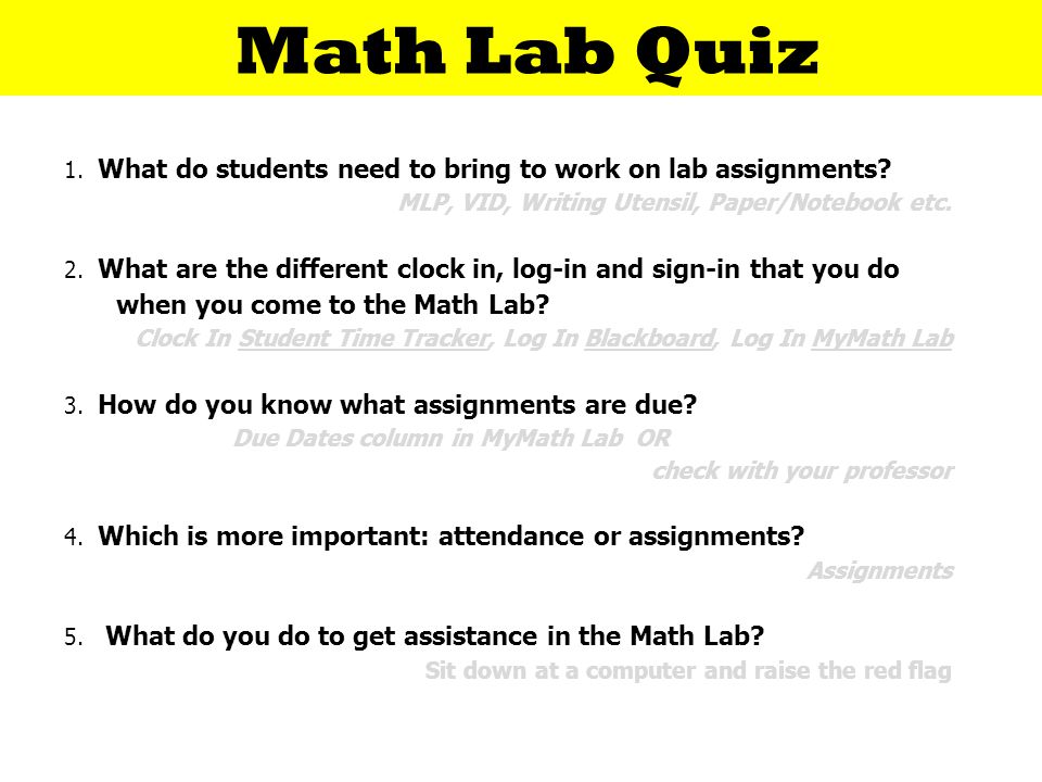 1. What do students need to bring to work on lab assignments.