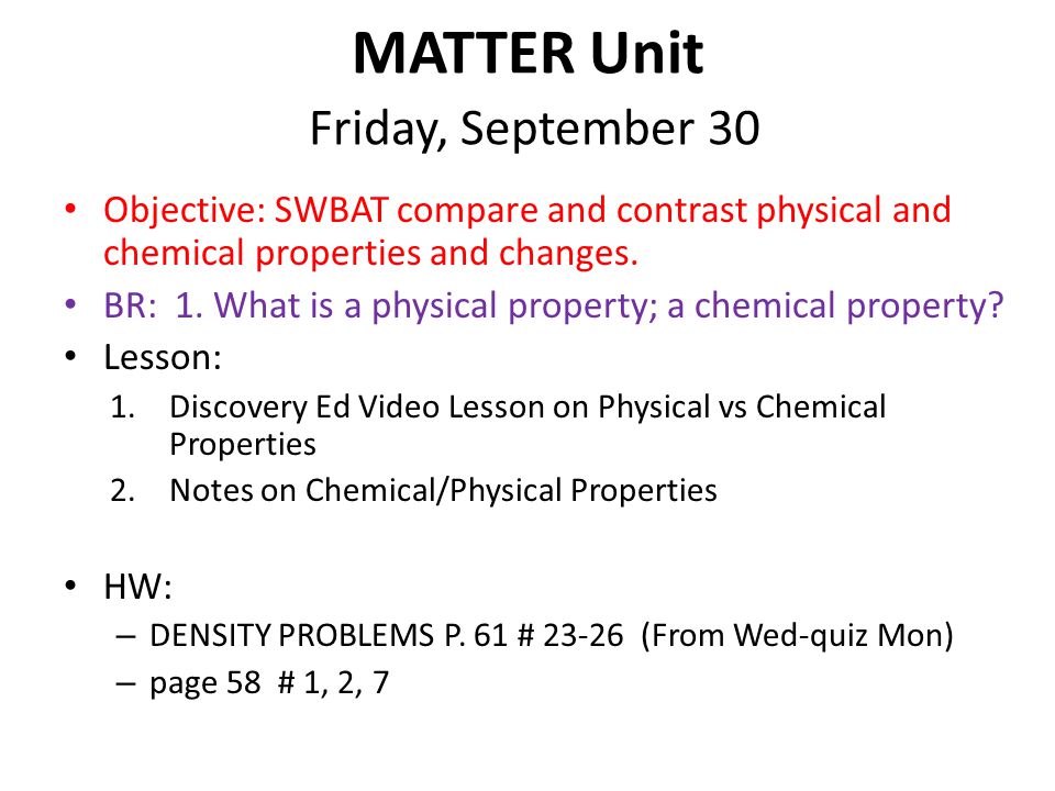 bellringers intro to matter unit matter unit monday compare and contrast physical and chemical properties venn diagram