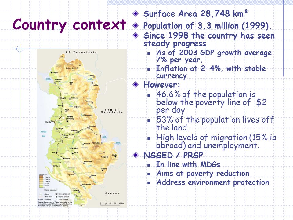 Surface Area 28,748 km² Population of 3,3 million (1999).