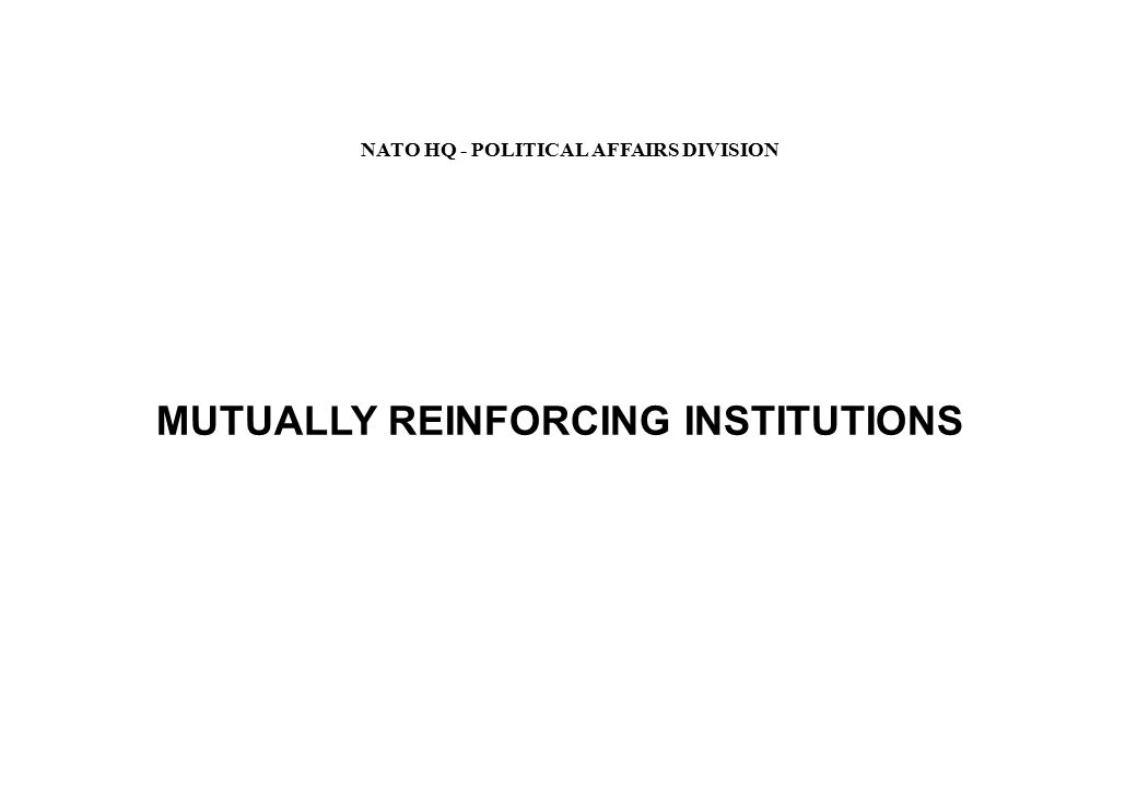 MUTUALLY REINFORCING INSTITUTIONS NATO HQ - POLITICAL AFFAIRS DIVISION
