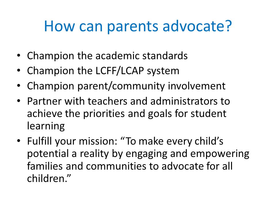 How can parents advocate.