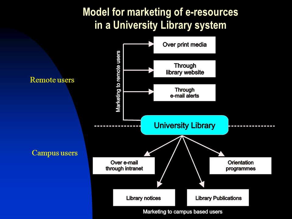 Model for marketing of e-resources in a University Library system Remote users Campus users