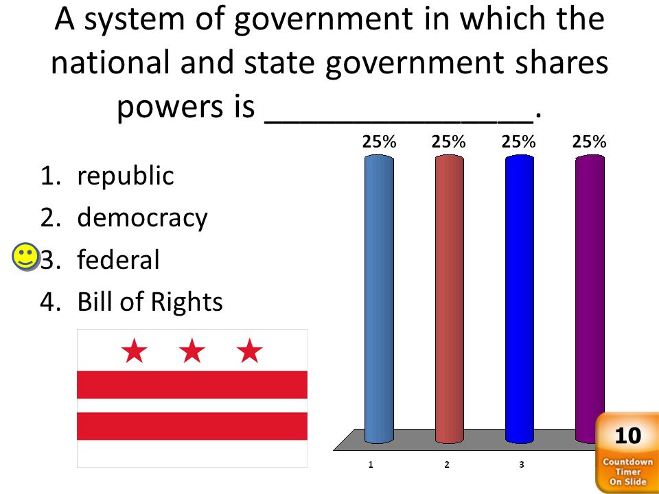 A system of government in which the national and state government shares powers is _______________.