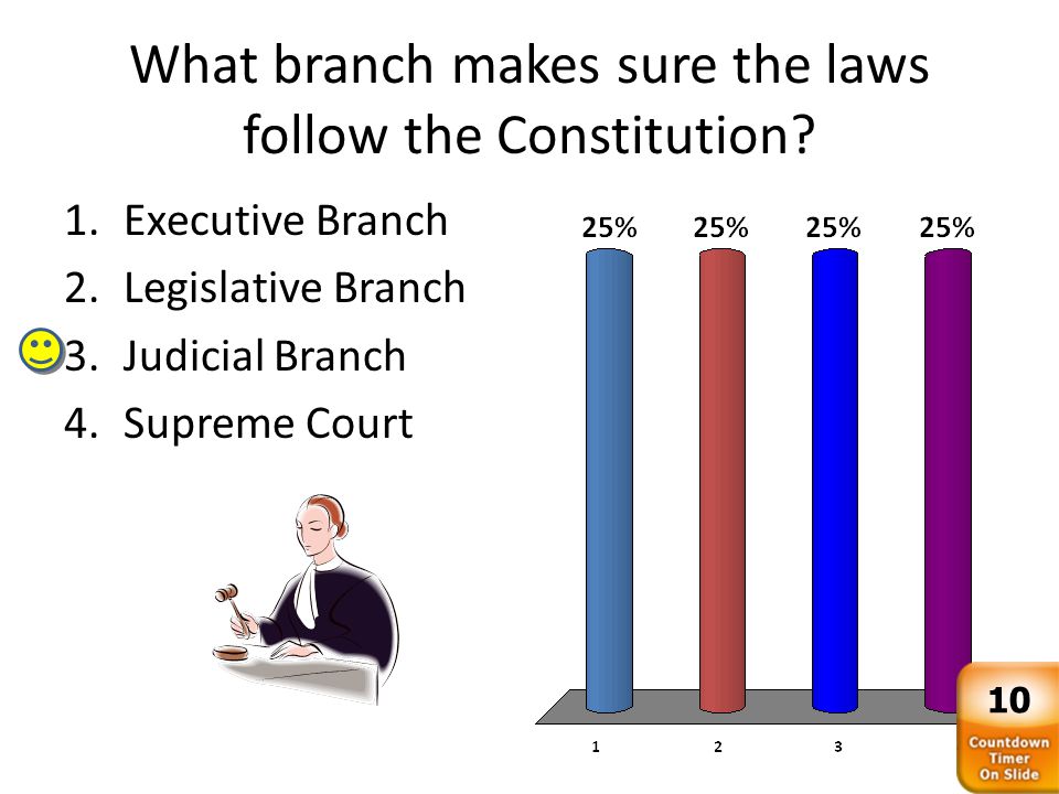 What branch makes sure the laws follow the Constitution.