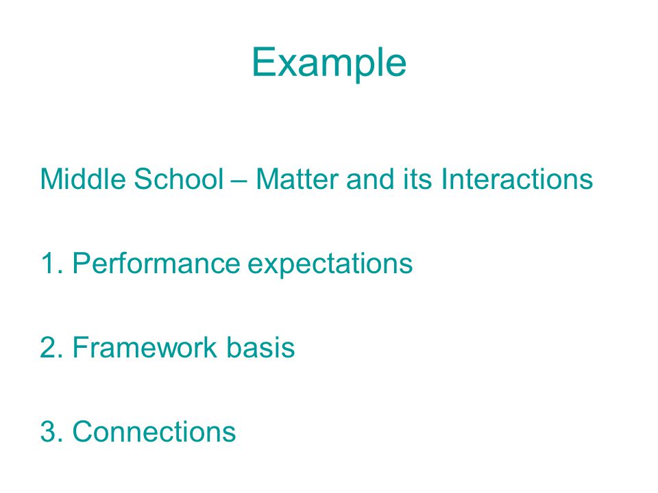 Example Middle School – Matter and its Interactions 1.