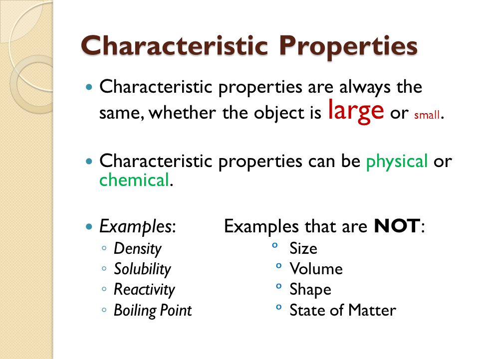 characteristic properties of matter