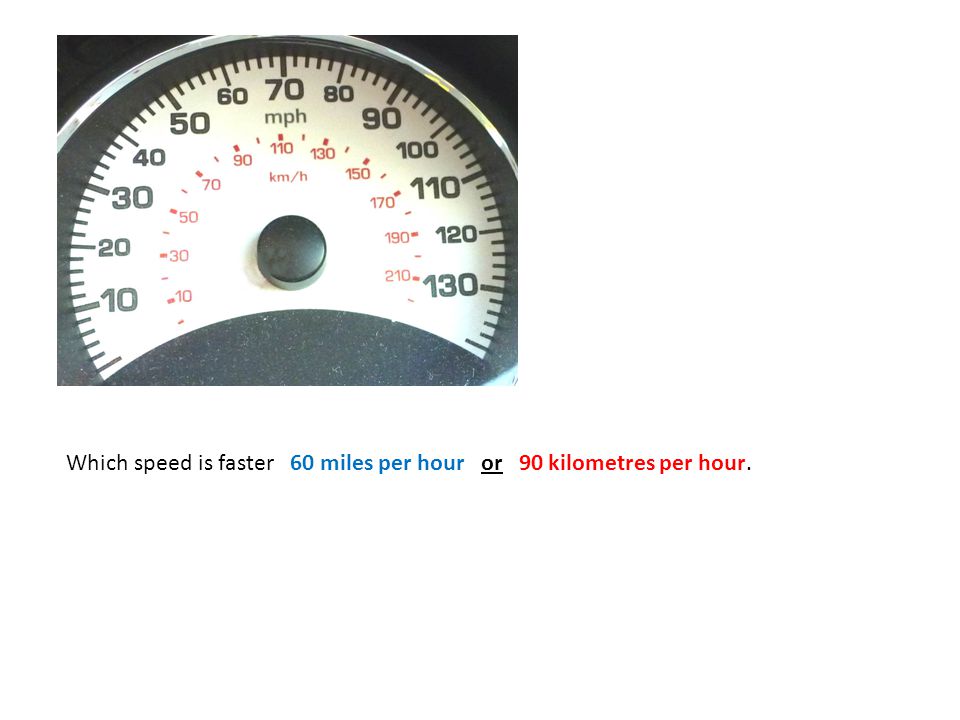 Which speed is faster 60 miles per hour or 90 kilometres per hour.