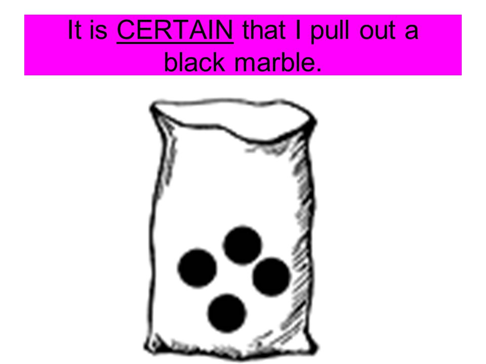 It is CERTAIN that I pull out a black marble.