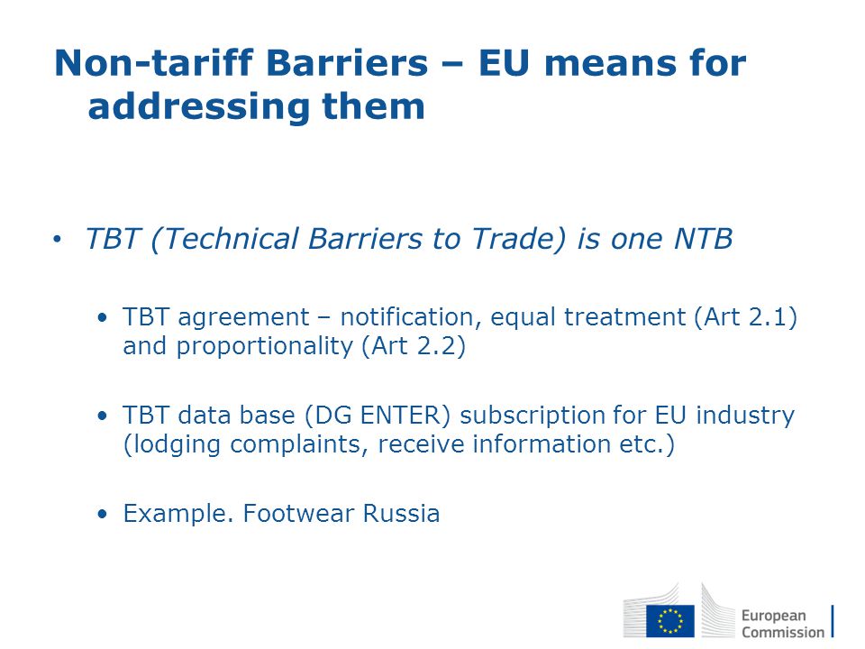 Tariff and Non-tariff barriers, enforcement of WTO rules DG Trade - F3, C.  Hallberg. - ppt download