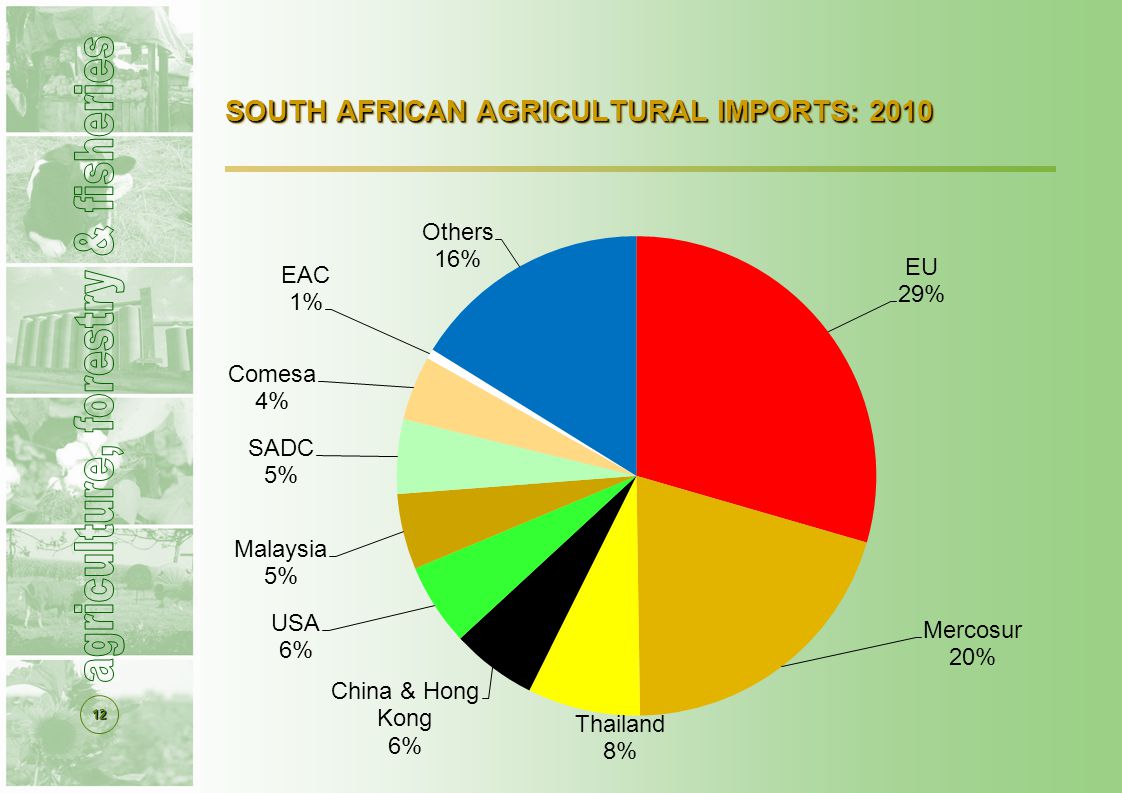 12 SOUTH AFRICAN AGRICULTURAL IMPORTS: 2010