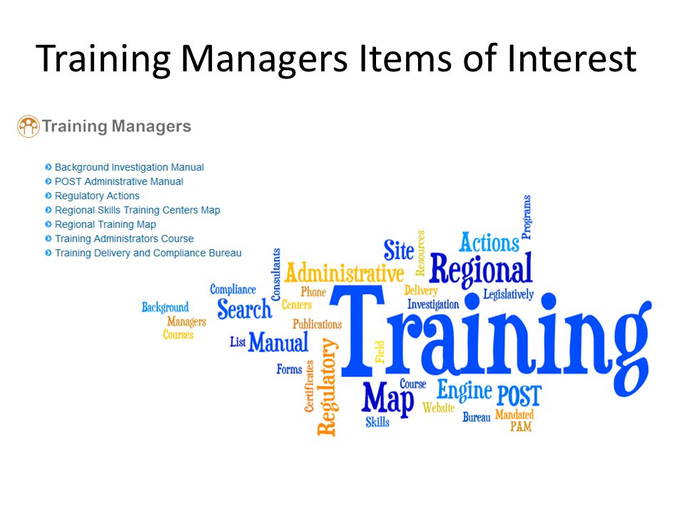 Training Managers Items of Interest