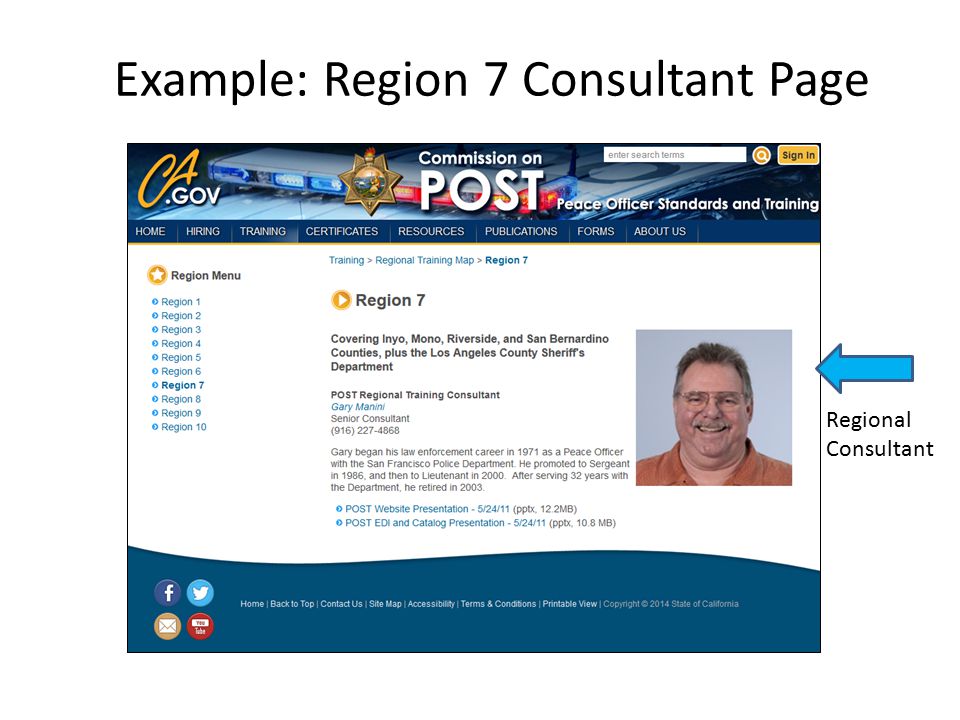 Example: Region 7 Consultant Page Regional Consultant