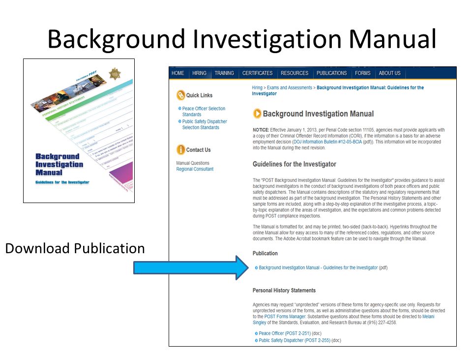 Background Investigation Manual Download Publication