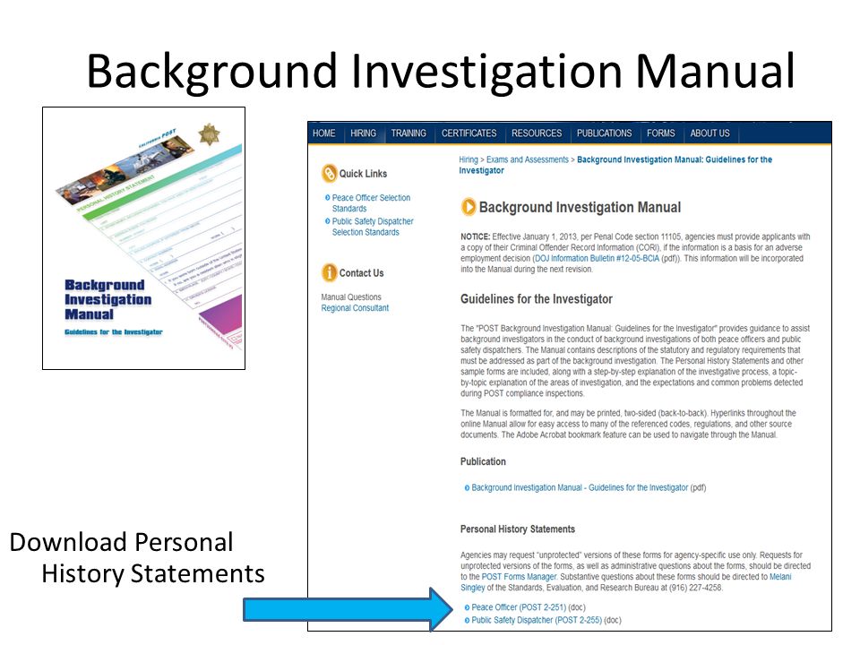 Background Investigation Manual Download Personal History Statements