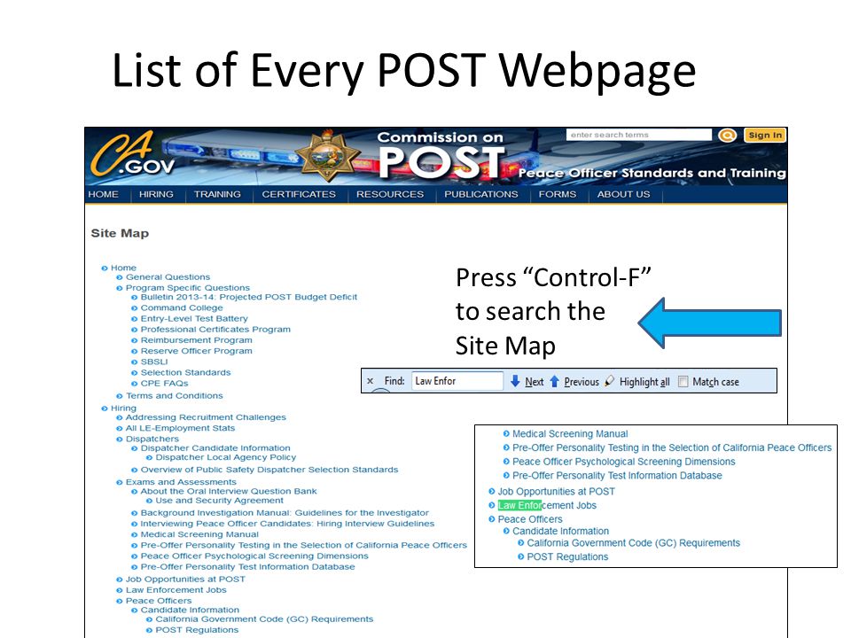 List of Every POST Webpage Press Control-F to search the Site Map