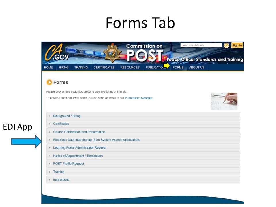 Forms Tab EDI App