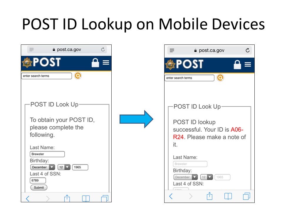 POST ID Lookup on Mobile Devices