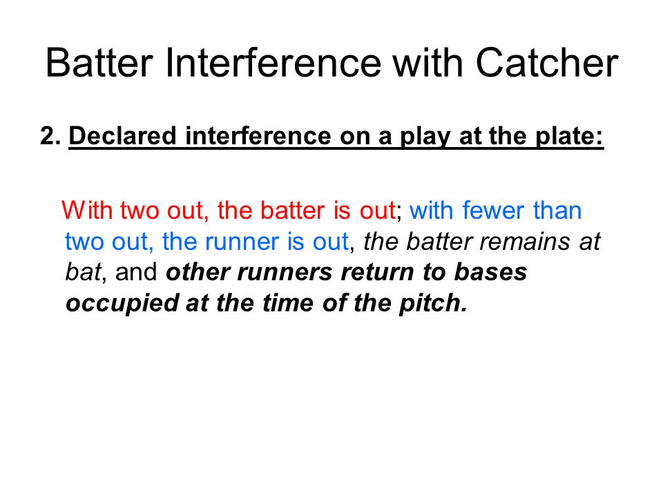 Batter Interference with Catcher 2.