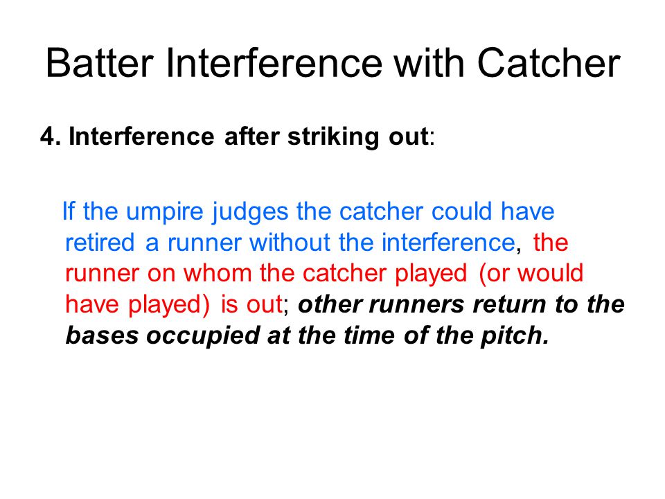 Batter Interference with Catcher 4.