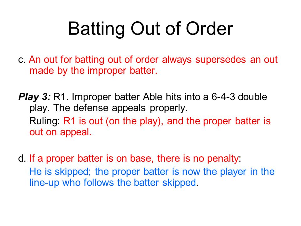 Batting Out of Order c.