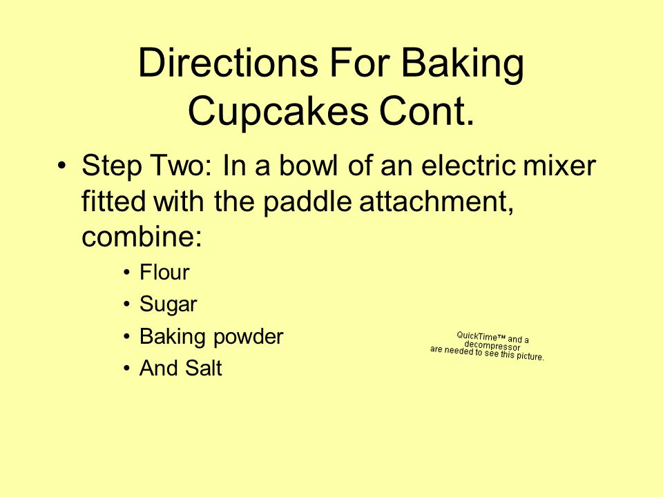 Directions For Baking Cupcakes Cont.