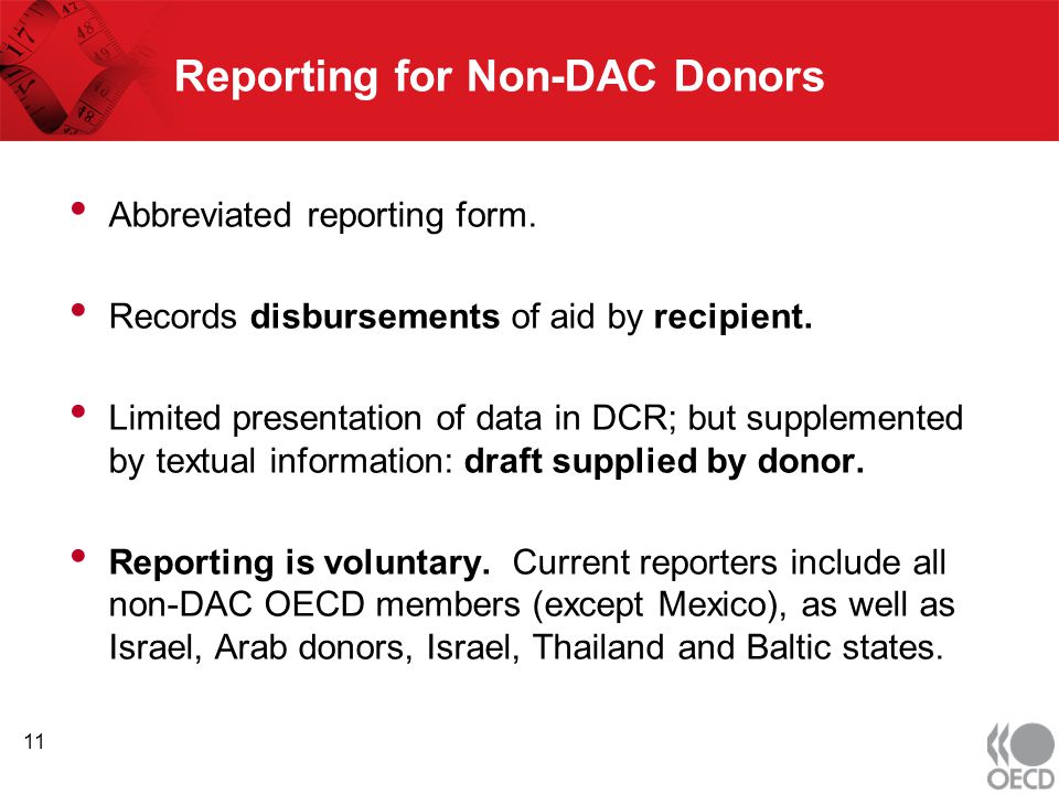 Reporting for Non-DAC Donors Abbreviated reporting form.