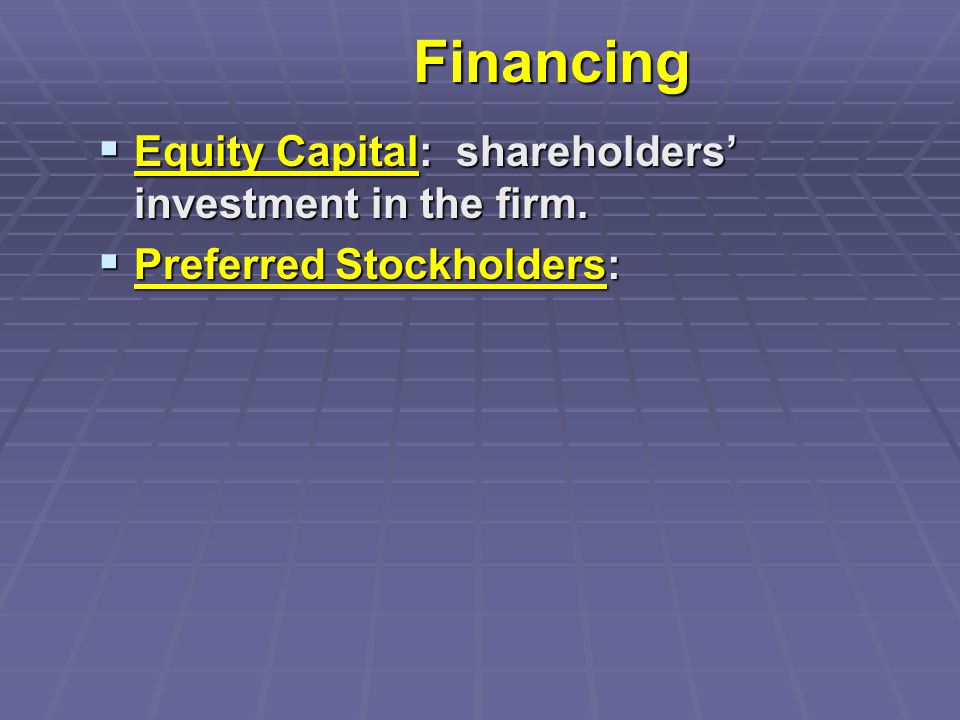 Financing  Preferred Stockholders:
