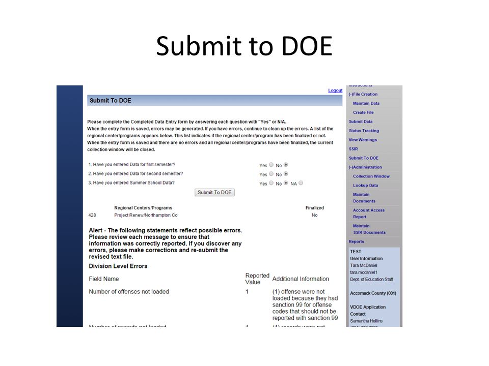 Submit to DOE